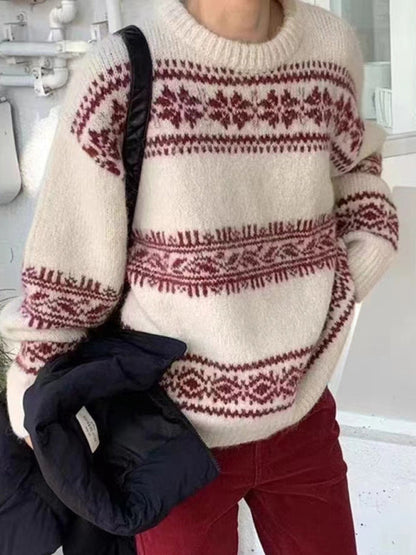 Image of Dames Fair Isle Trui met Ronde Hals