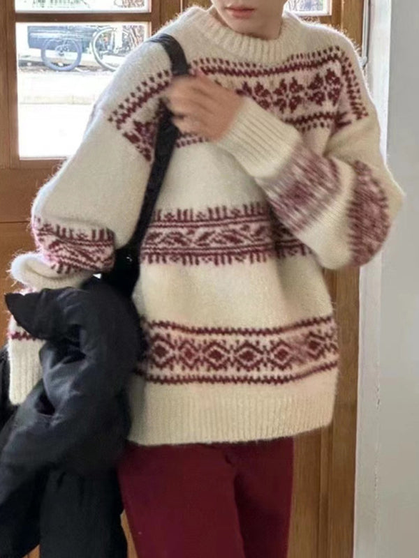 Image of Dames Fair Isle Trui met Ronde Hals