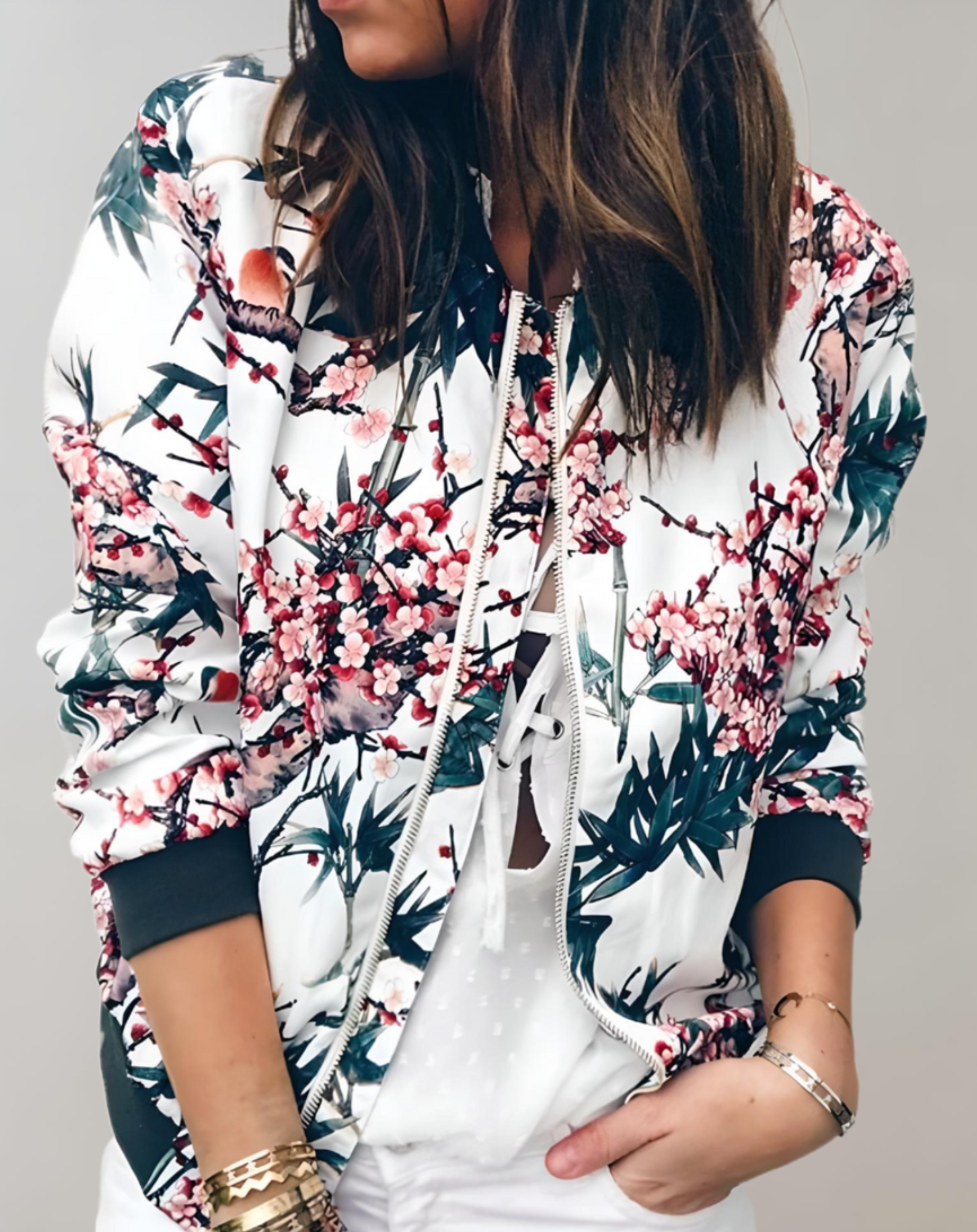 Image of Dames Floral Bomberjack