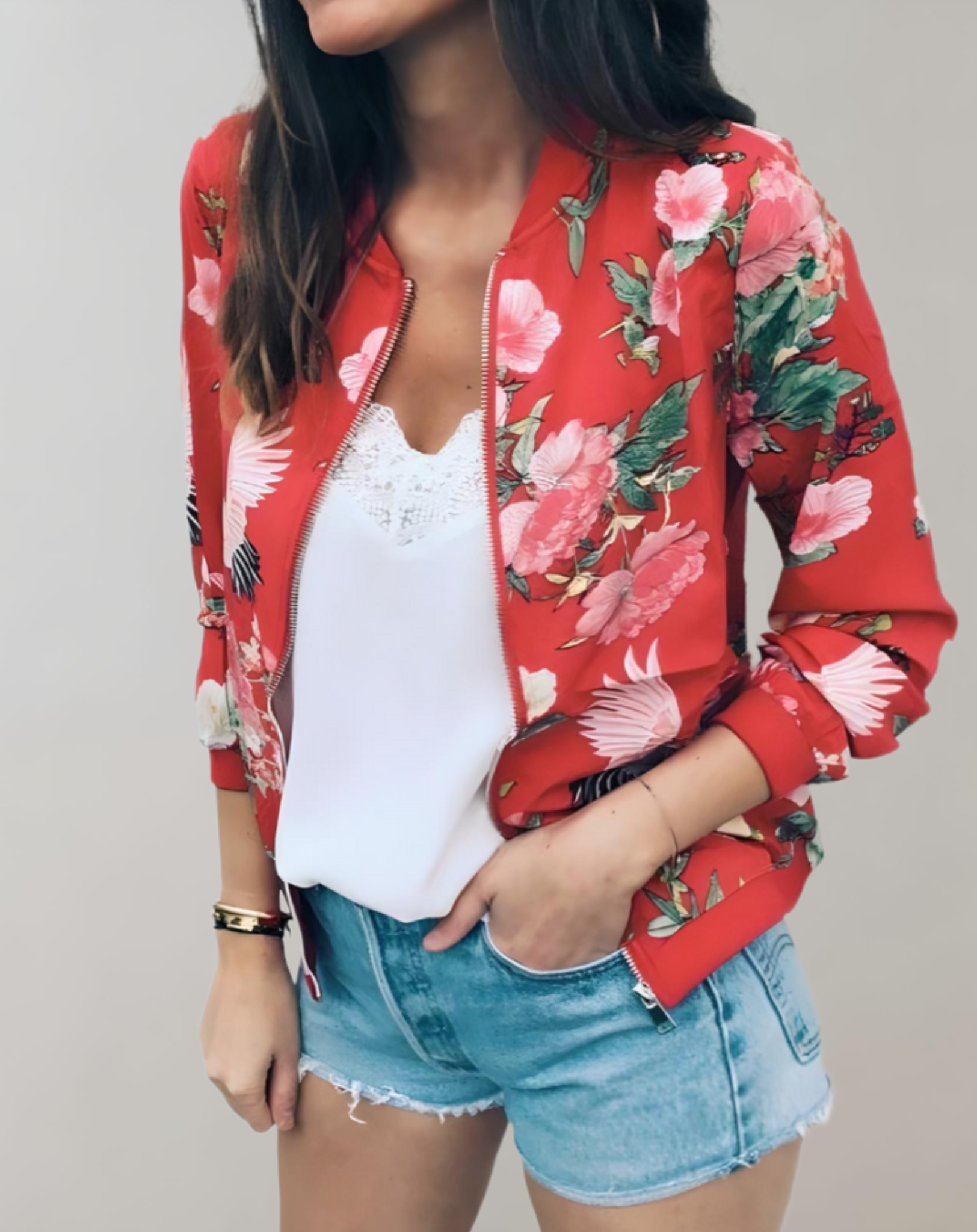 Image of Dames Floral Bomberjack