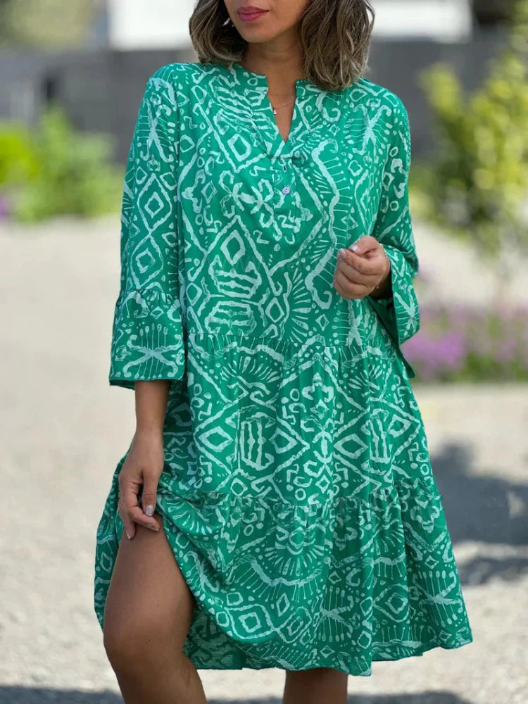 Image of Dames Gelaagde Midi-jurk met Print