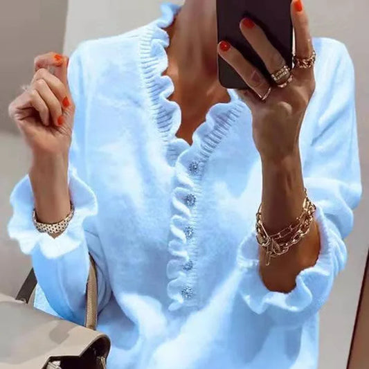 Dames Gerimpelde Blouse met Knoopsluiting - Image 1