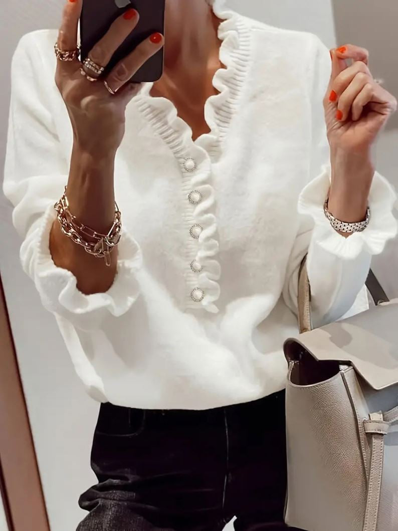 Dames Gerimpelde Blouse met Knoopsluiting - Image 4