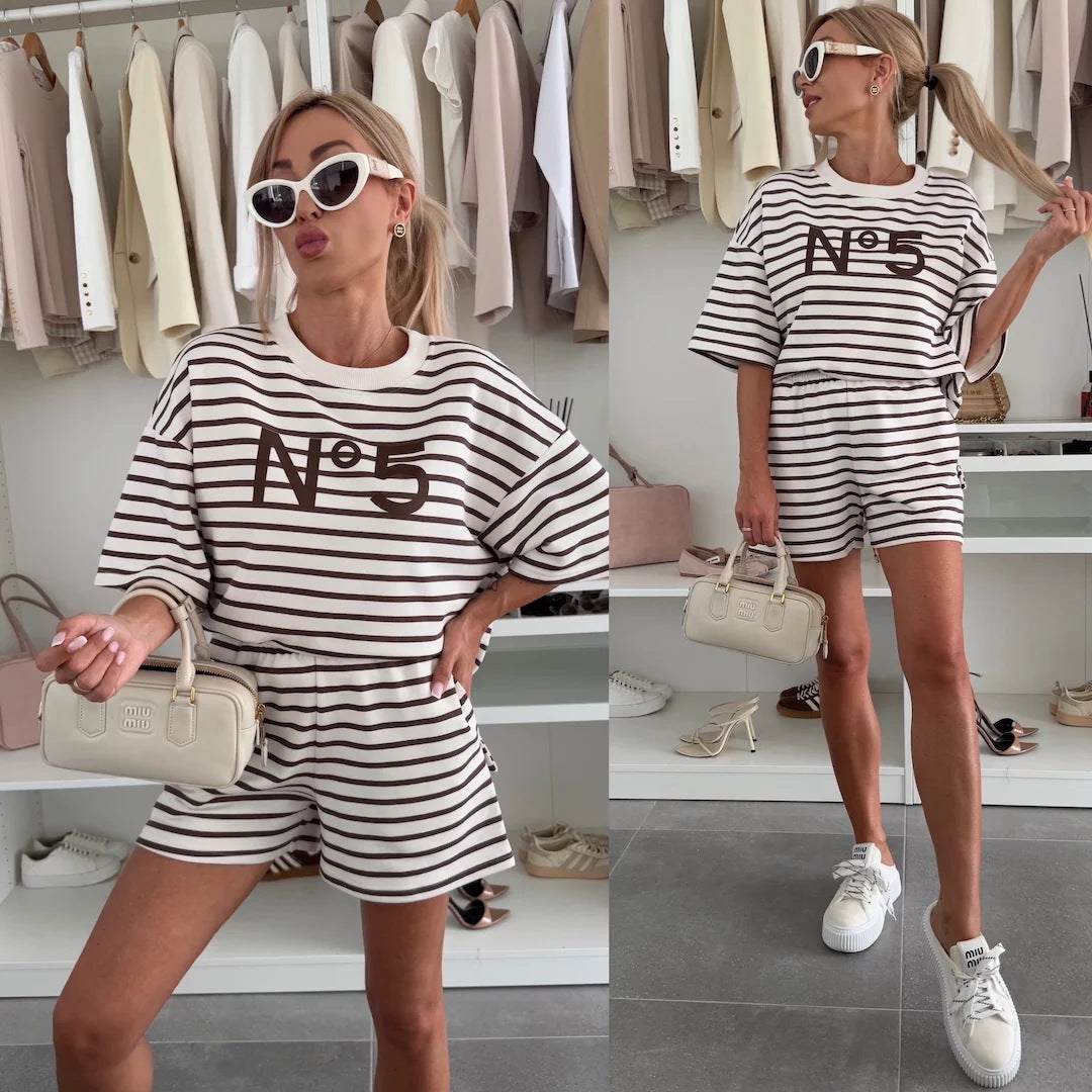 Image of Dames Gestreept Short Set