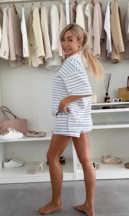 Image of Dames Gestreept Short Set