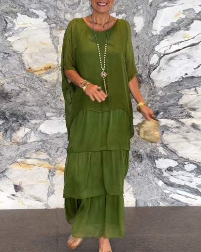 Image of Dames Getrapte Zomer Maxi Jurk