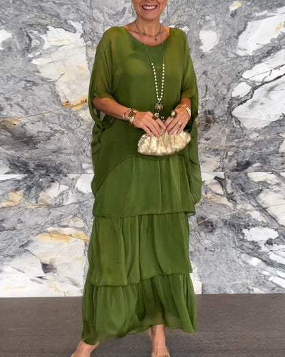 Image of Dames Getrapte Zomer Maxi Jurk