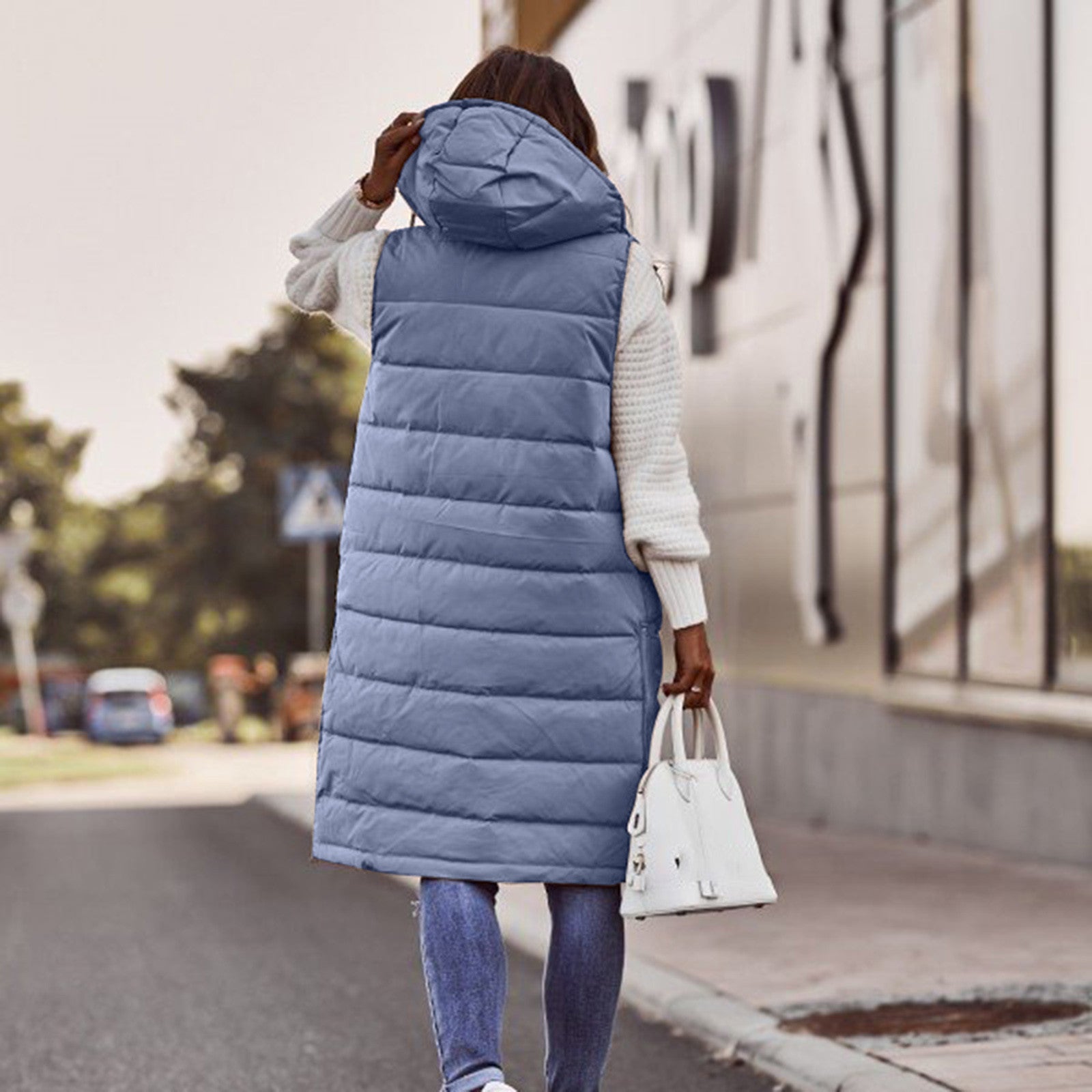 Image of Dames Gewatteerd Bodywarmer met Capuchon
