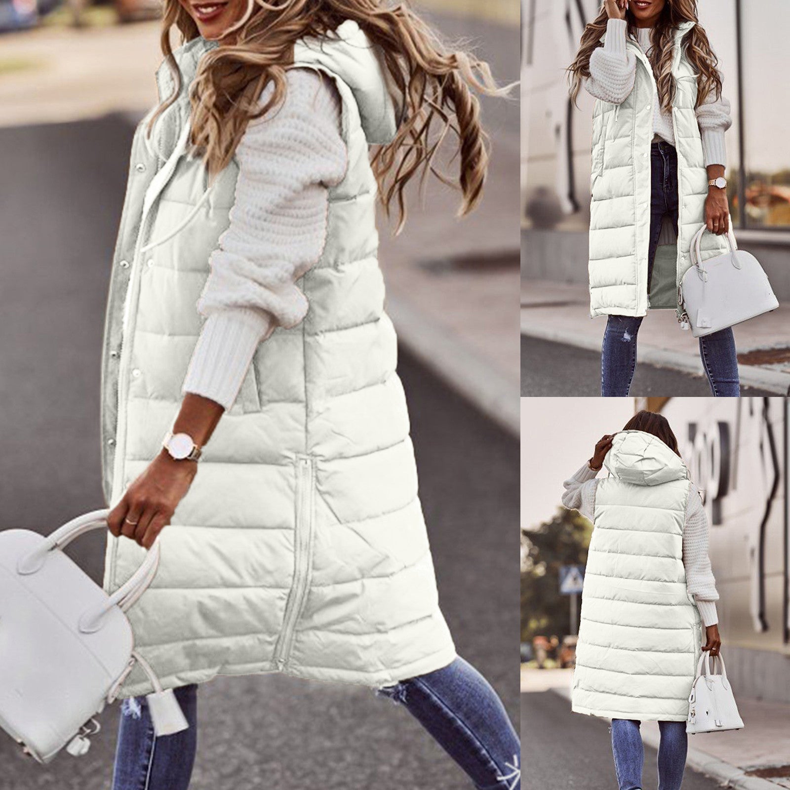 Image of Dames Gewatteerd Bodywarmer met Capuchon