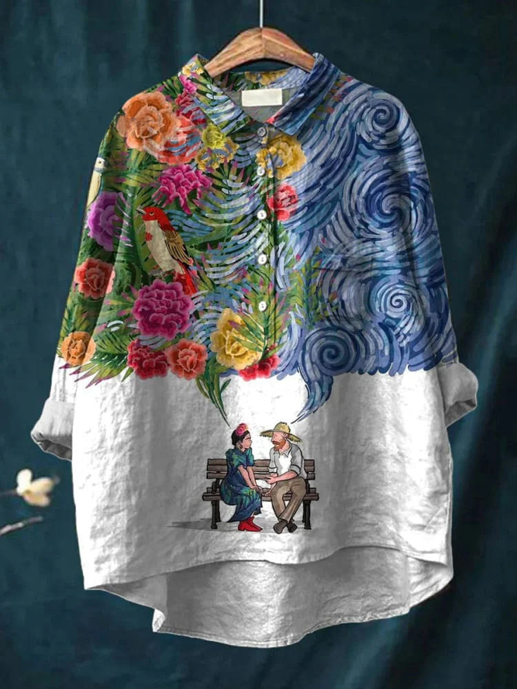 Image of Dames Graphic Print Shirt met Lange Mouwen