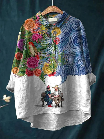 Image of Dames Graphic Print Shirt met Lange Mouwen