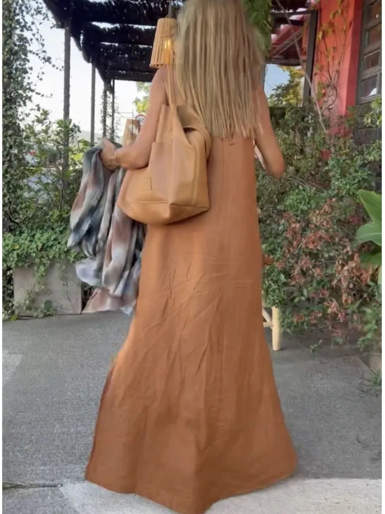 Image of Dames Halter A-lijn Maxi-jurk