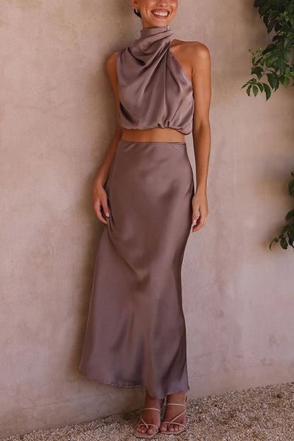 Image of Dames Halternek Midi Rok Set