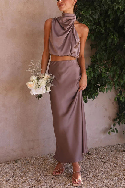 Image of Dames Halternek Midi Rok Set