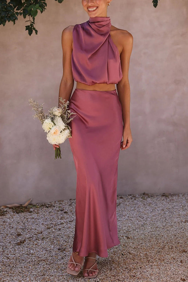 Image of Dames Halternek Midi Rok Set