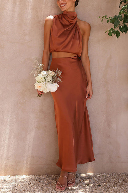 Image of Dames Halternek Midi Rok Set