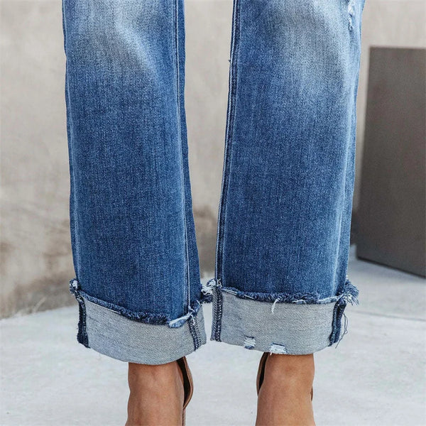 Image of Dames High-Waisted Straight Leg Jeans