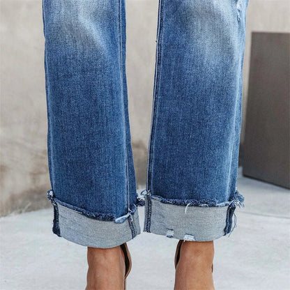 Image of Dames High-Waisted Straight Leg Jeans