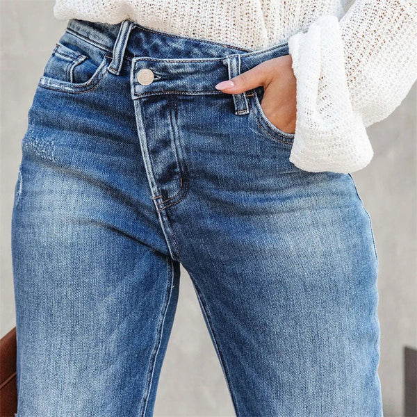 Image of Dames High-Waisted Straight Leg Jeans