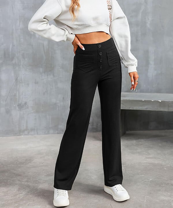 Image of Dames High-Waisted Wide Leg Broek