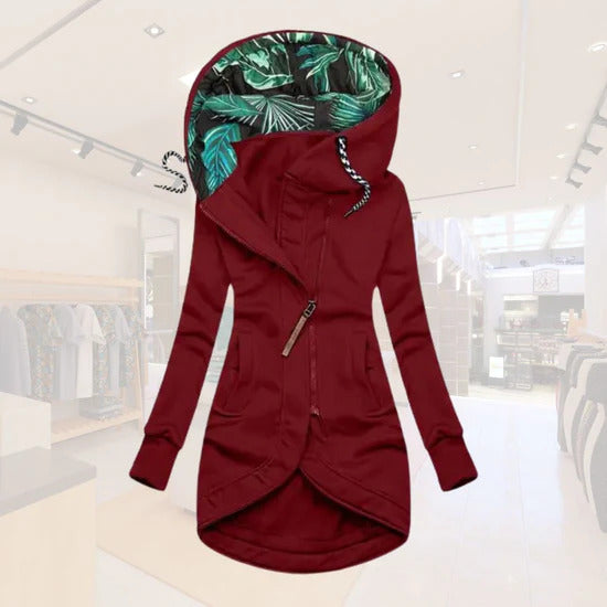 Image of Dames Hooded Asymmetrische Longline Jas