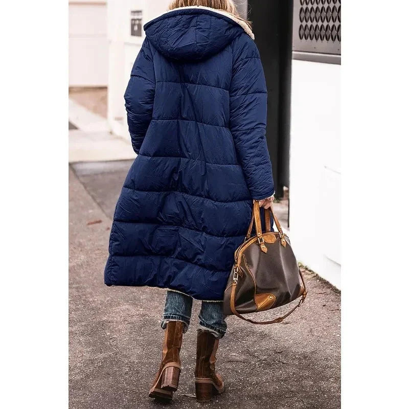 Image of Dames Hooded Longline Puffer Jacket