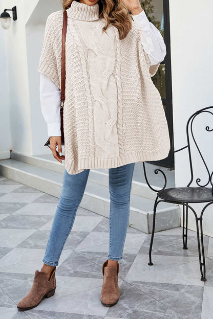 Image of Dames Kabel Gebreide Trui Poncho