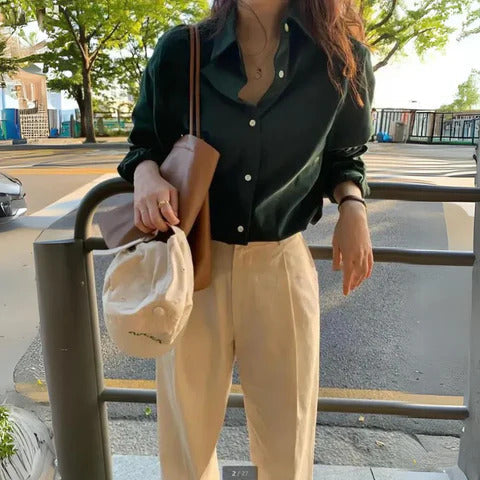 Image of Dames Lange Mouw Button-Down Overhemd