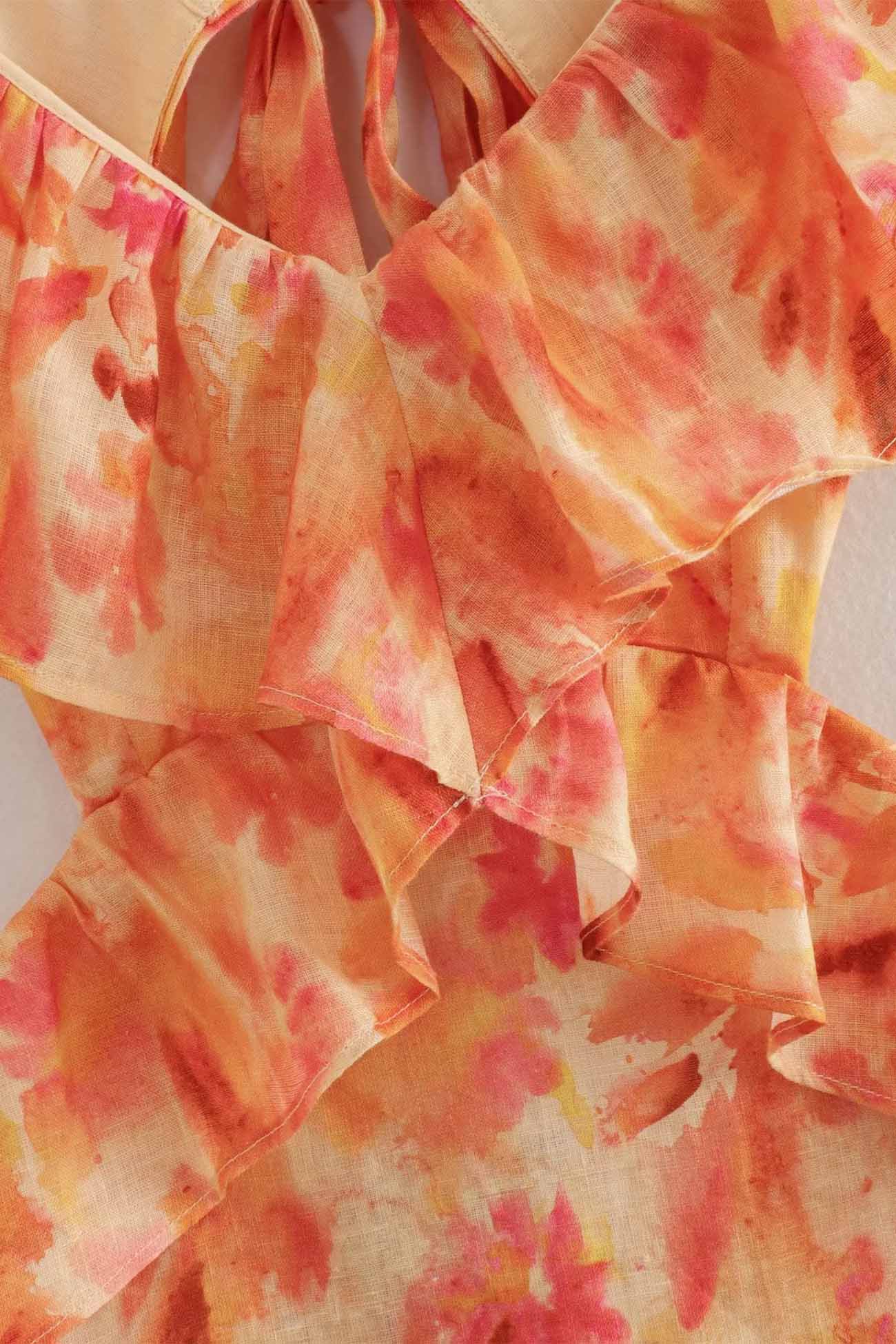 Image of Dames Maxi-jurk met Ruches en Bloemenprint