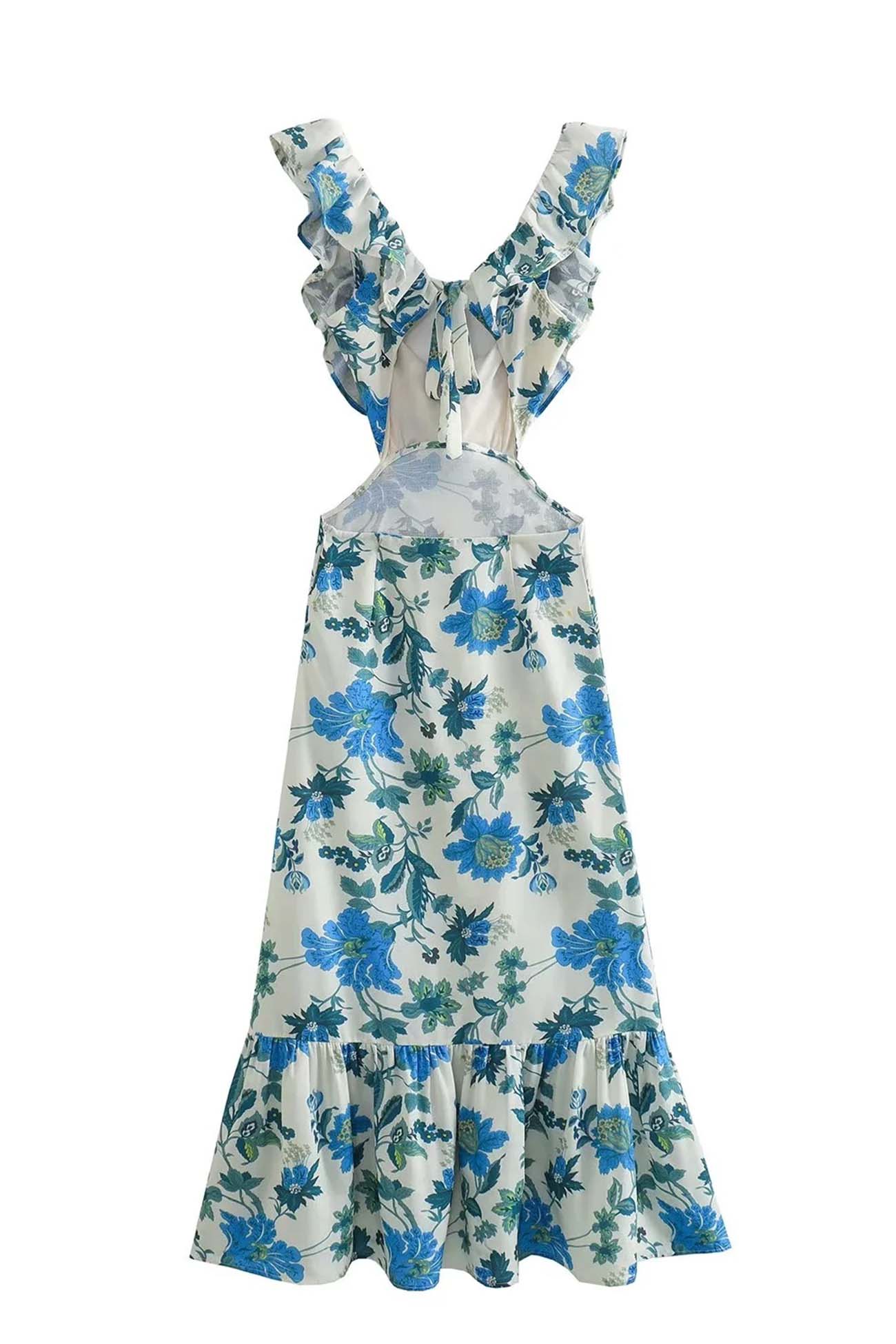 Image of Dames Maxi-jurk met Ruches en Bloemenprint