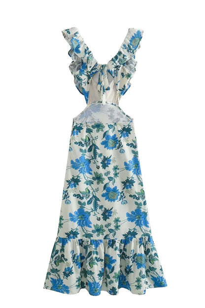 Image of Dames Maxi-jurk met Ruches en Bloemenprint