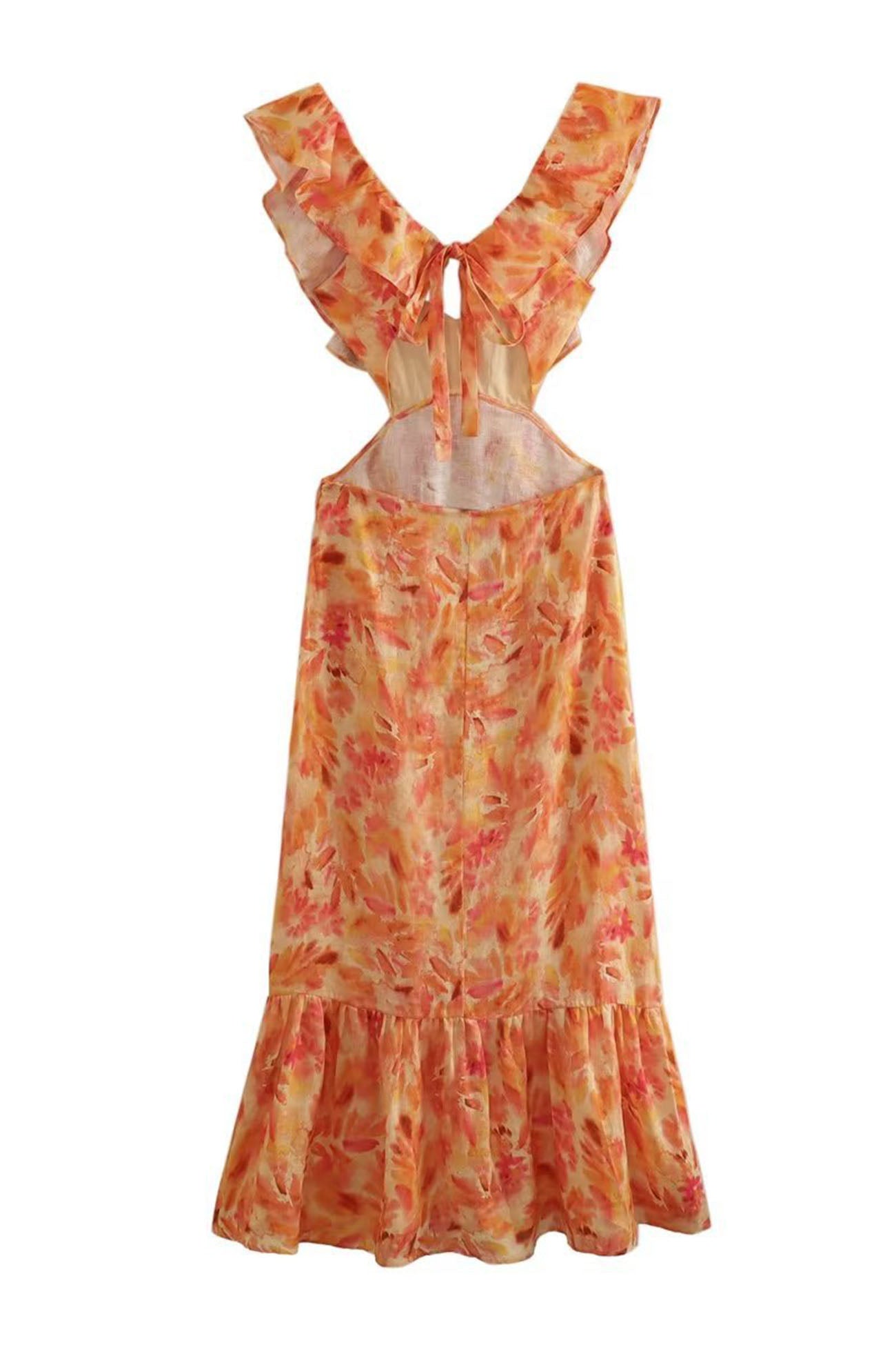 Image of Dames Maxi-jurk met Ruches en Bloemenprint