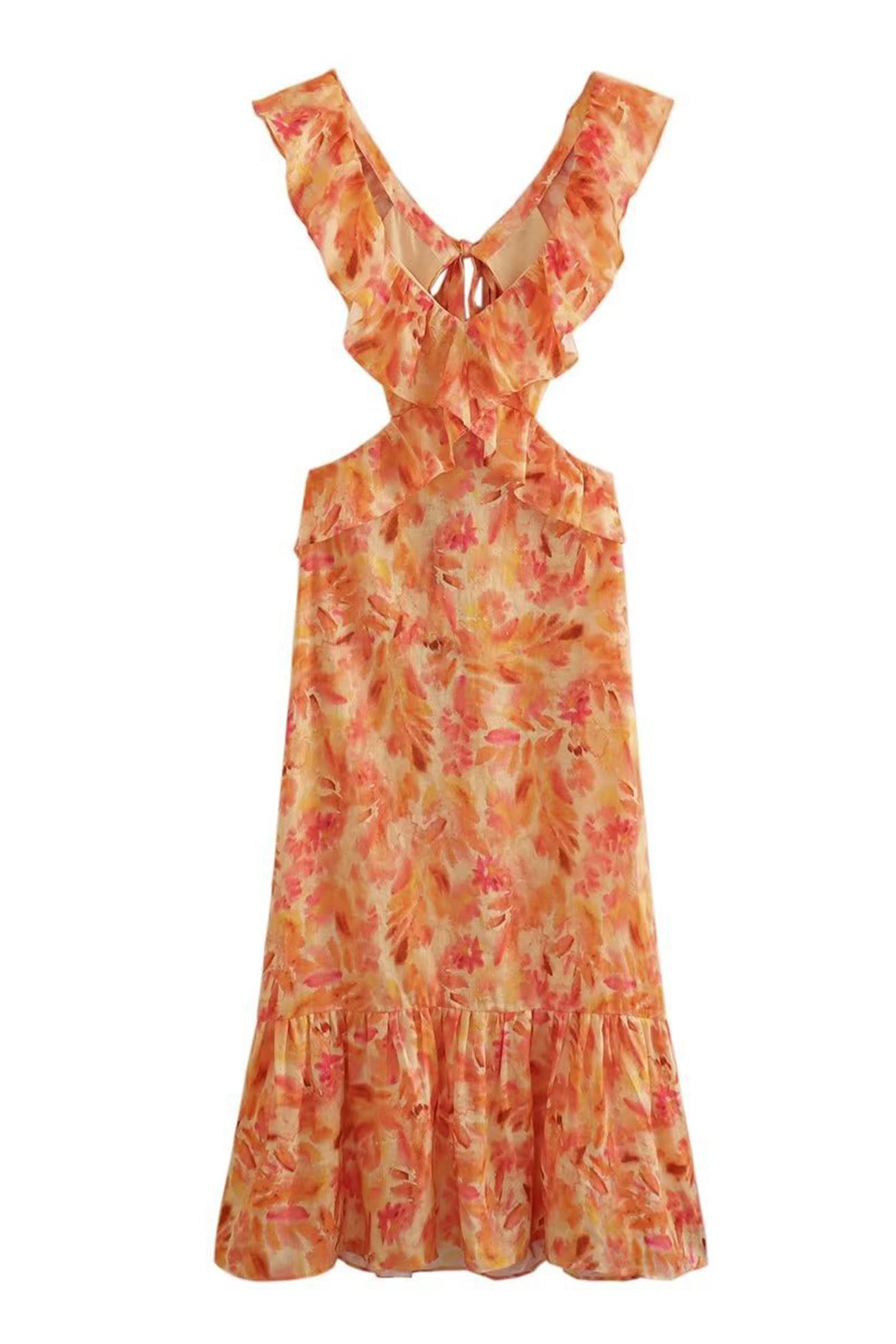 Image of Dames Maxi-jurk met Ruches en Bloemenprint