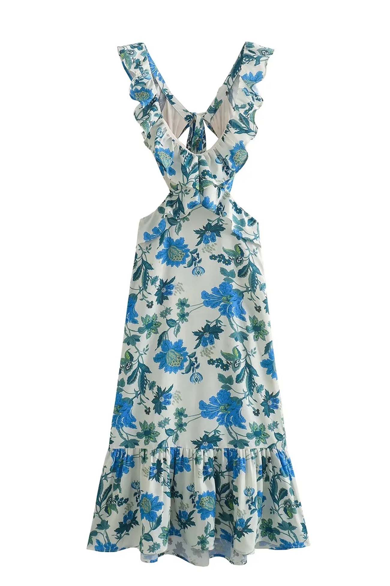 Image of Dames Maxi-jurk met Ruches en Bloemenprint
