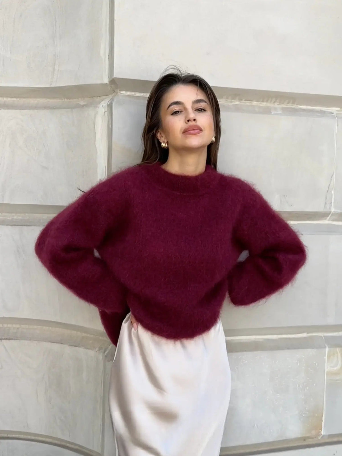 Dames mohair trui - Zachte pluizige gebreide trui & wollen trui