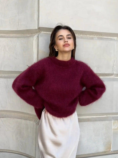 Dames mohair trui - Zachte pluizige gebreide trui & wollen trui