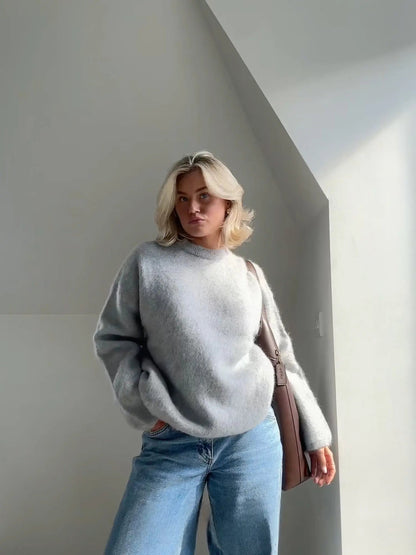 Dames mohair trui - Zachte pluizige gebreide trui & wollen trui