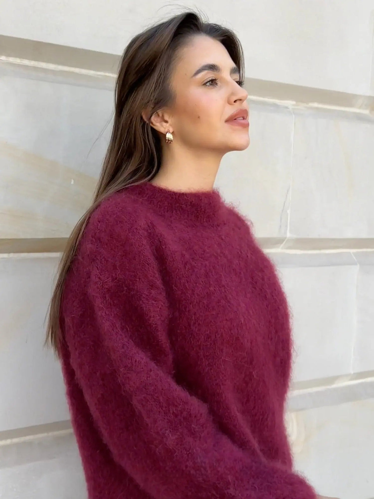 Dames mohair trui - Zachte pluizige gebreide trui & wollen trui