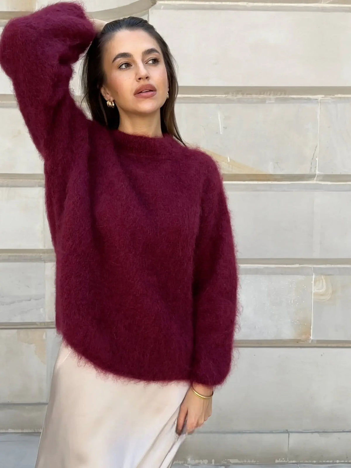 Dames mohair trui - Zachte pluizige gebreide trui & wollen trui