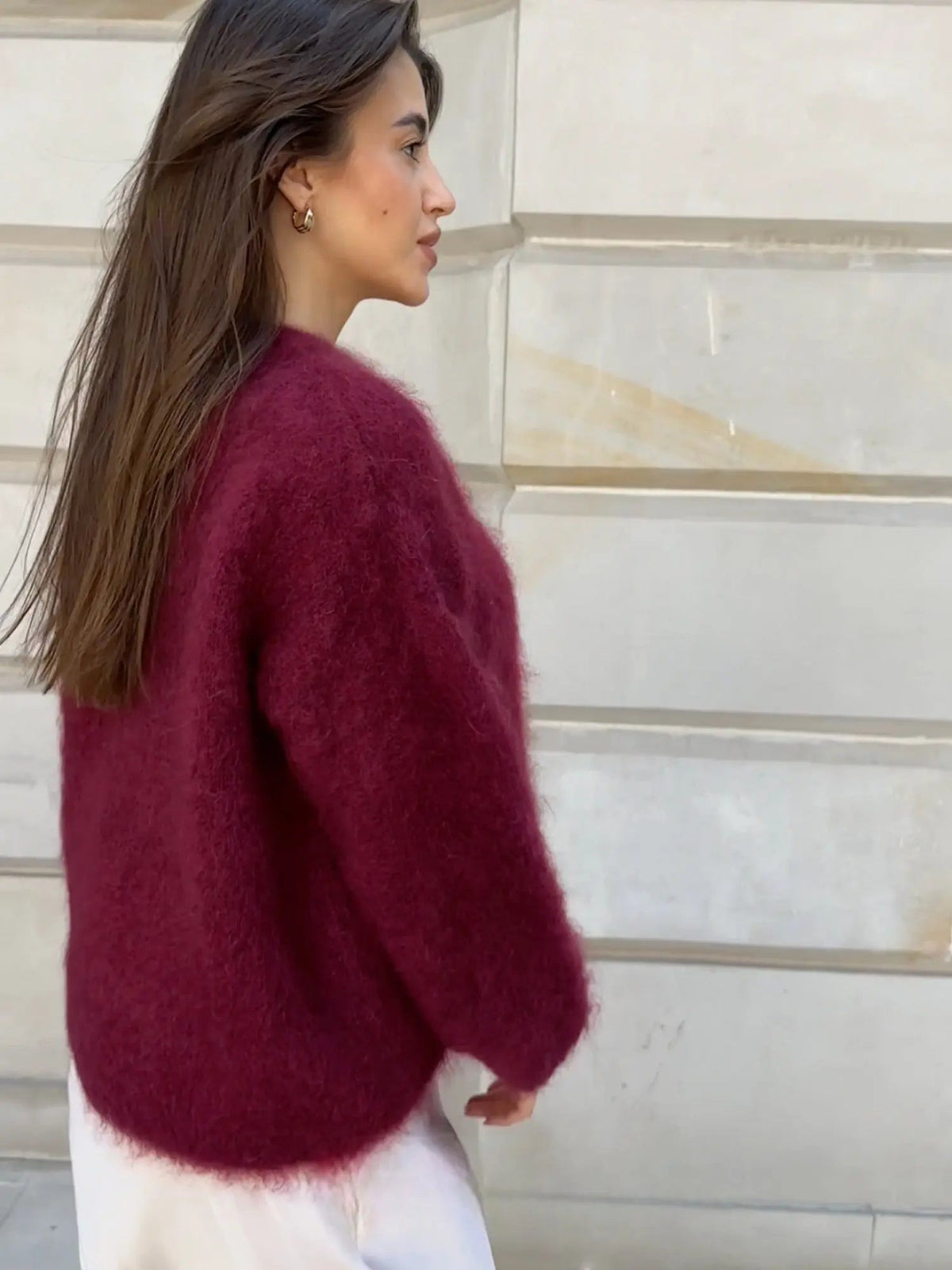 Dames mohair trui - Zachte pluizige gebreide trui & wollen trui