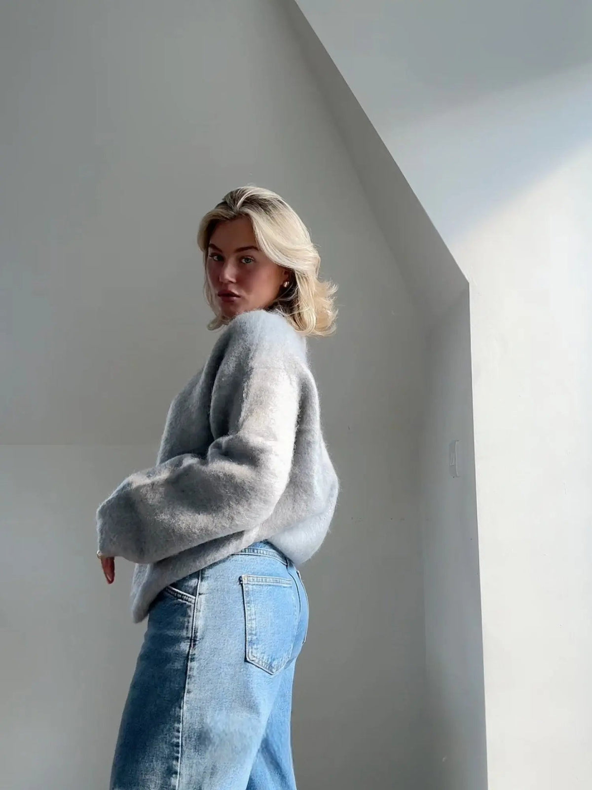 Dames mohair trui - Zachte pluizige gebreide trui & wollen trui