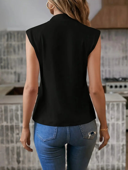 Image of Dames Mouwloze Mock Neck Blouse