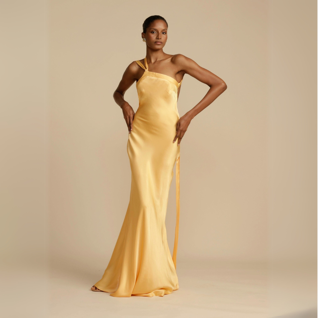Image of Dames One Shoulder Slip Maxi Jurk