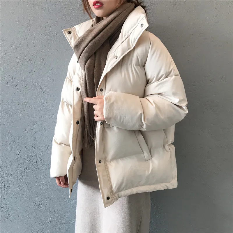 Dames parka jas – Oversized pasvorm – Gewatteerde isolatie – Hoge kraag – Drukknoopsluiting