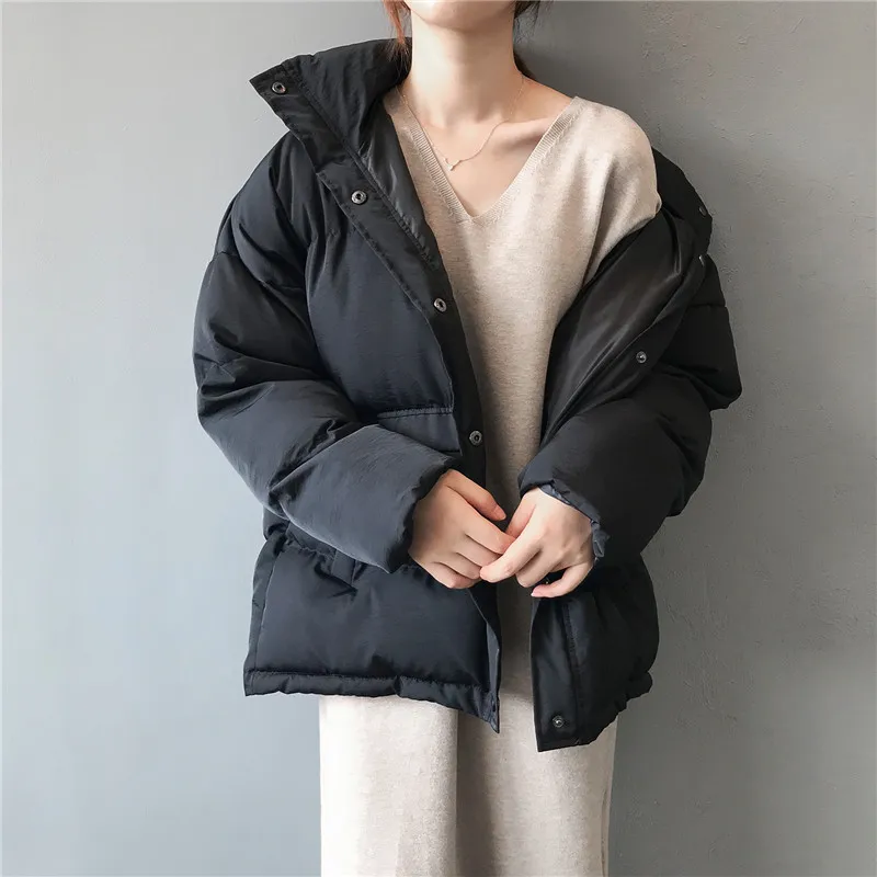 Dames parka jas – Oversized pasvorm – Gewatteerde isolatie – Hoge kraag – Drukknoopsluiting