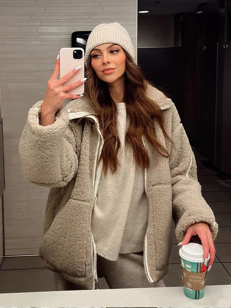 Image of Dames Sherpa Jas met Rits