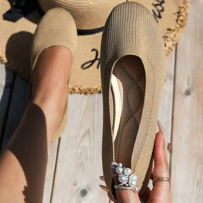 Image of Dames Slip-On Gebreide Ballerina's