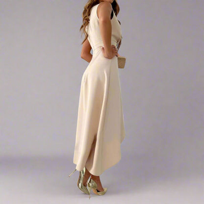 Image of Dames V-hals Getailleerde Midi Jurk