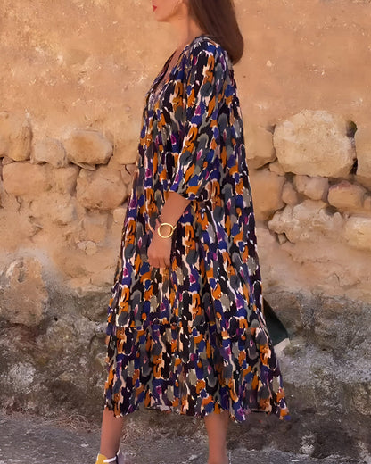 Image of Dames V-hals Zomer Midi Jurk