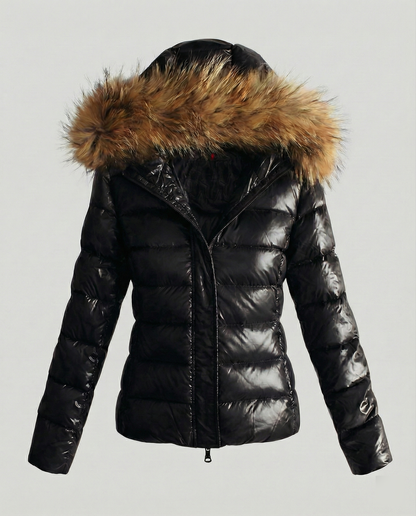 Dames winterdonsjas met afneembare capuchon en luxe bontkraag